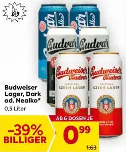 Billa Budweiser Lager, Dark od. Nealko Angebot