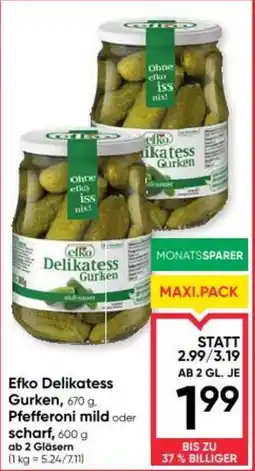 Maximarkt Efko Delikatess Gurken Pfefferoni mild oder scharf Angebot