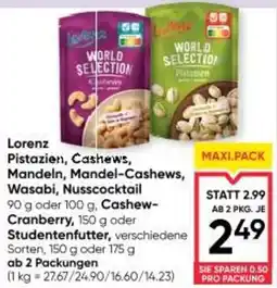Maximarkt Lorenz Pistazien, Cashews Mandeln, Mandel-Cashews, Wasabi, Nusscocktail Angebot