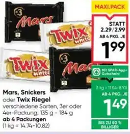 Maximarkt Mars, Snickers oder Twix Riegel Angebot