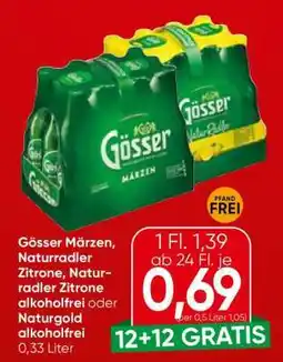 Spar Gösser Märzen, Naturradler Zitrone, Naturradler Zitrone alkoholfrei oder Naturgold alkoholfrei Angebot