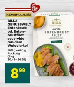 Billa BILLA GENUSSWELT Entenkeule od. Entenbrustfilet sous-vide aus dem Waldviertel Angebot