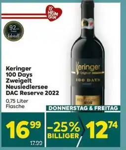 Billa Keringer 100 Days Zweigelt Neusiedlersee DAC Reserve 2022 Angebot