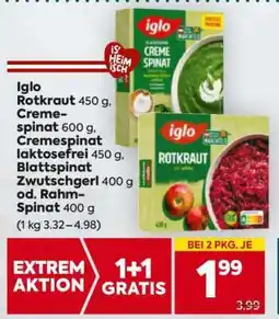 Billa Iglo Rotkraut, Cremespinat Angebot