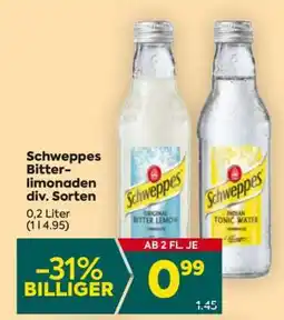 Billa Schweppes Bitterlimonaden div. Sorten Angebot