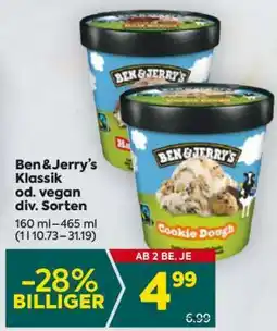 Billa Ben & Jerry's Klassik od. vegan div. Sorten Angebot