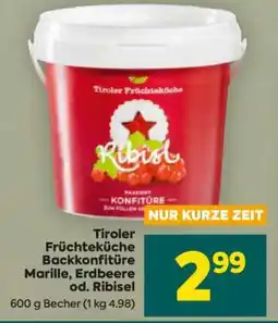 Billa Tiroler Früchteküche Backkonfitüre Marille, Erdbeere od. Ribisel Angebot