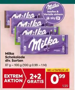 Billa Milka Schokolade div. Sorten Angebot