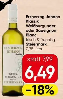 Spar Erzherzog Johann Klassik Weißburgunder oder Sauvignon Blanc Angebot