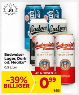 Billa Budweiser Lager, Dark od. Nealko Angebot