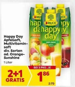 Billa Happy Day Apfelsaft, Multivitaminsaft, div. Sorten od. Orange Sunshine Angebot
