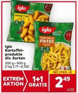 Billa Iglo Kartoffelprodukte div. Sorten Angebot
