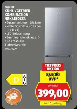 Hofer KÜHL-/GEFRIER-KOMBINATION NRK418DCS4 Angebot