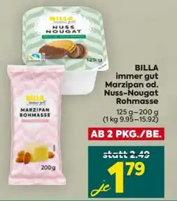 Billa BILLA immer gut Marzipan od. Nuss-Nougat Rohmasse Angebot
