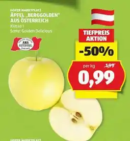Hofer ÄPFEL „BERGGOLDEN“ AUS ÖSTERREICH Angebot