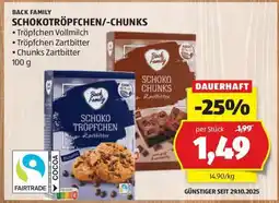Hofer BACK FAMILY SCHOKOTRÖPFCHEN/-CHUNKS Angebot