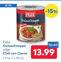 T&G FELIX Gulaschsuppe oder Chili con Carne Angebot