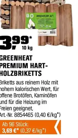 OBI Greenheat premium hart- holzbriketts Angebot