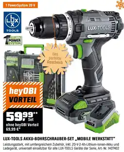 OBI Lux-tools akku-bohrschrauber-set,,mobile werkstatt Angebot