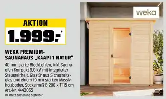 OBI Weka premium- saunahaus „kaapi 1 natur Angebot