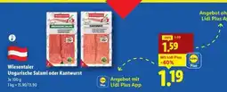 Lidl WIESENTALER Ungarische Salami oder Kantwurst Angebot
