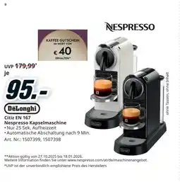 Media Markt Nespresso kapselmaschine Angebot