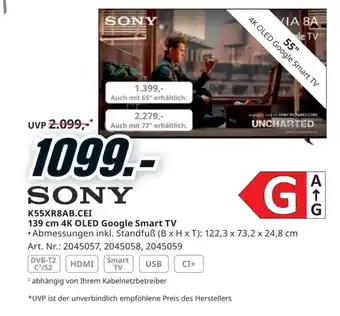 Sony 55XR8AB.CEI 139 cm 4K OLED Google Smart TV