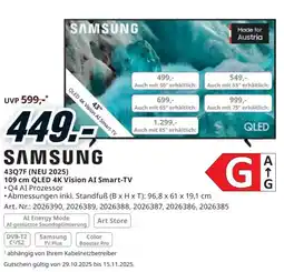 Media Markt Samsung 43Q7F (NEU 2025) 109 cm QLED 4K Vision AI Smart-TV Angebot
