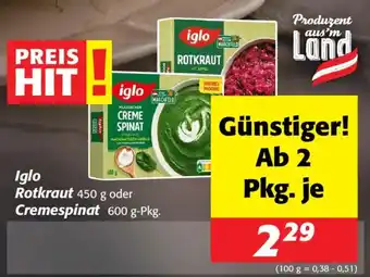 Iglo Rotkraut oder Cremespinat