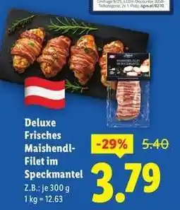 Lidl Deluxe Frisches Maishendl-Filet im Speckmantel Angebot