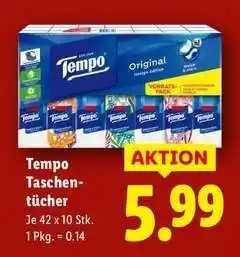 Lidl TEMPO TASCHENTÜCHER Angebot