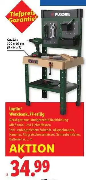 Lidl lupilu Werkbank, 77-teilig Angebot
