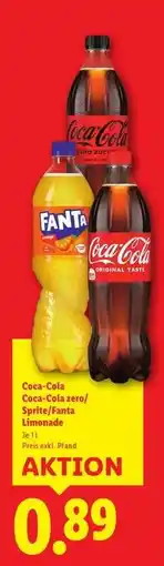 Lidl Coca-Cola/Coca-Cola zero/Sprite/Fanta Limonade Angebot