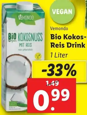 Lidl Bio Kokos-Reis Drink 1 Liter Angebot