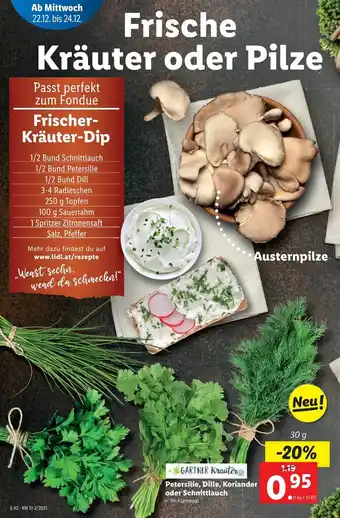 Lidl Petersilie, Dille, Koriander Oder Schnittlauch 30g Angebot