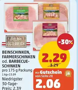 PENNY Beinschinken, farmerschinken od. barbecue schinken Angebot