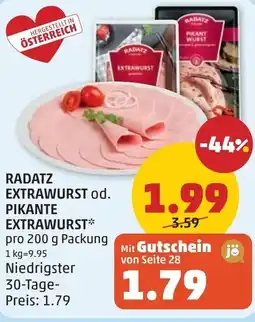 PENNY Radatz extrawurst od. pikante extrawurst Angebot