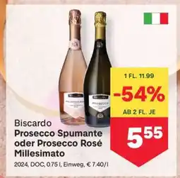 MPreis Biscardo Prosecco Spumante oder Prosecco Rosé Millesimato Angebot