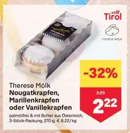 MPreis Therese Mölk Nougatkrapfen, Marillenkrapfen oder Vanillekrapfen Angebot