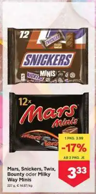 MPreis Mars, Snickers, Twix, Bounty oder Milky Way Minis Angebot