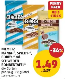 PENNY Niemetz manja, swedy, bobby od. schweden- bombentafel Angebot