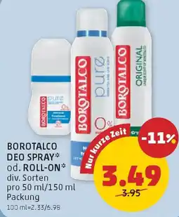PENNY Borotalco deo spray od. roll-on Angebot