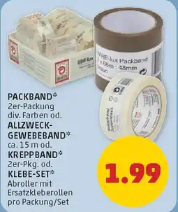 PENNY Packband, allzweck- gewebeband, krepp band od. klebe-set Angebot