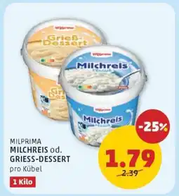 PENNY MILPRIMA MILCHREIS od. GRIESS-DESSERT Angebot