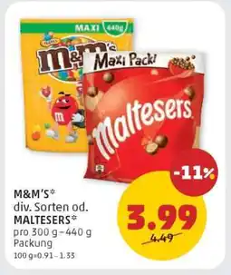 PENNY M&M'S* div. Sorten od. MALTESERS Angebot
