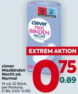 Billa clever Maxibinden Nacht od. Normal Angebot