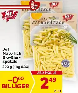 Billa Ja! Natürlich Bio-Eier- spätzle Angebot
