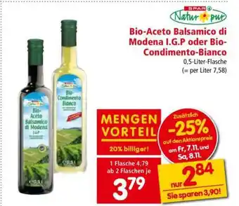 Interspar Bio-Aceto Balsamico di Modena I.G.P oder Bio-Condimento Bianco Angebot