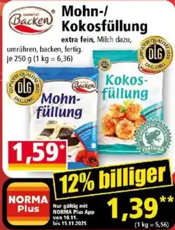 Norma Mohn-/Kokosfüllung Angebot