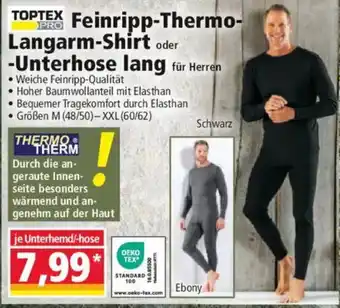 Feinripp-Thermo- Langarm-Shirt oder -Unterhose lang für Herren